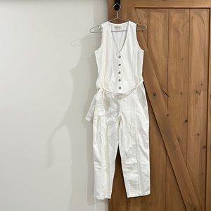 NWOT Madewell thick cotton cream denim jumpsuit
